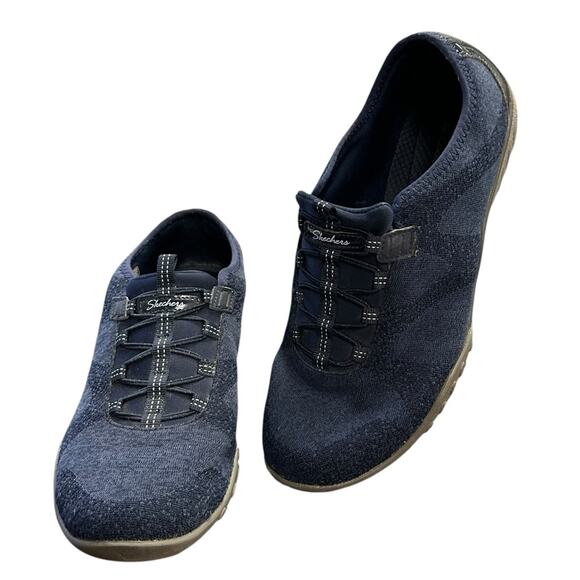 Skechers Relaxed Fit Breathe Easy Infi-Knity slip On Shoes Navy Blue Size 8 - Picture 1 of 9